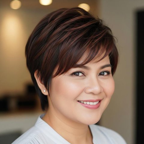 Model Rambut Pendek Anti Tua untuk Wajah Bulat dan Chubby (Image by Gemini AI)