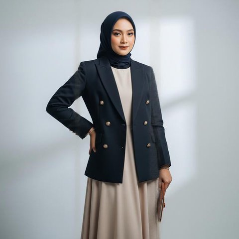 Model Gamis Blazer Modern untuk Pekerja Kantor dengan Mobilitas Tinggi/ Ilustrasi AI