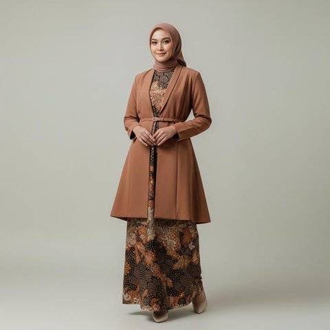 Model Gamis Blazer Modern untuk Pekerja Kantor dengan Mobilitas Tinggi/ Ilustrasi AI