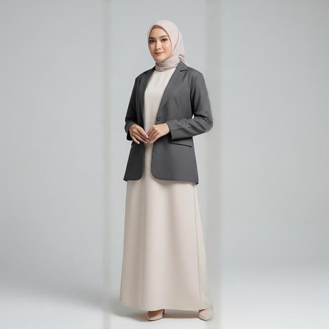 Model Gamis Blazer Modern untuk Pekerja Kantor dengan Mobilitas Tinggi/ Ilustrasi AI