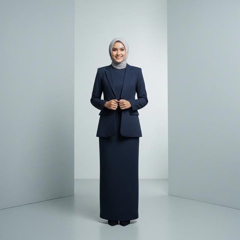 Model Gamis Blazer Modern untuk Pekerja Kantor dengan Mobilitas Tinggi/ Ilustrasi AI