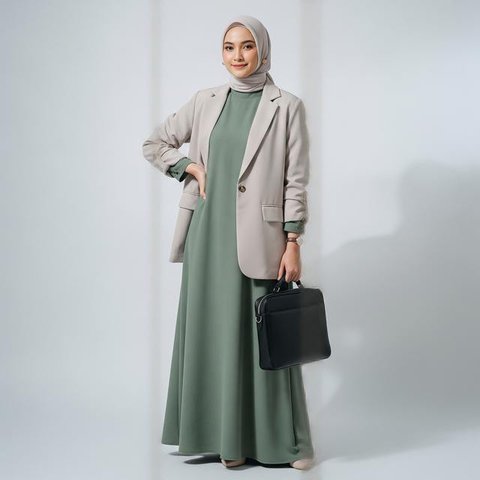 Model Gamis Blazer Modern untuk Pekerja Kantor dengan Mobilitas Tinggi/ Ilustrasi AI