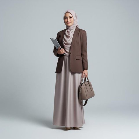 Model Gamis Blazer Modern untuk Pekerja Kantor dengan Mobilitas Tinggi/ Ilustrasi AI