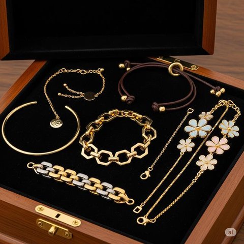 Seorang pelanggan (kiri) memeriksa gelang emas selama festival Hindu 'Akshaya Tritiya', hari keberuntungan dalam kalender Hindu untuk membeli barang-barang berharga, di ruang pamer perhias