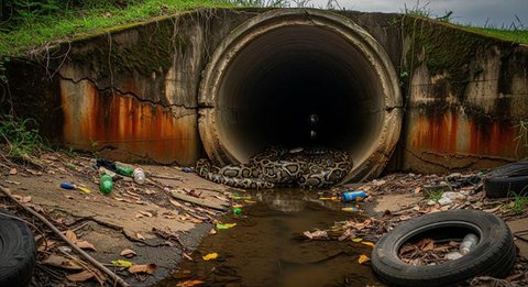 Ciri Gorong-Gorong yang Menjadi Sarang Kumpulan Ular Sanca dan Tips Mencegahnya, Penting Dipahami agar Lingkungan Tetap Aman (Foto: Gemini AI)