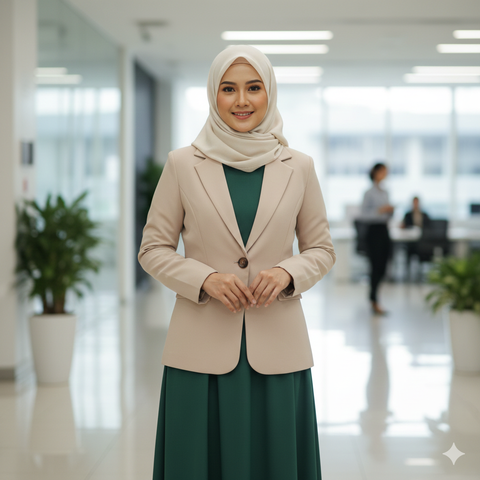 Gamis Blazer Single‑Button