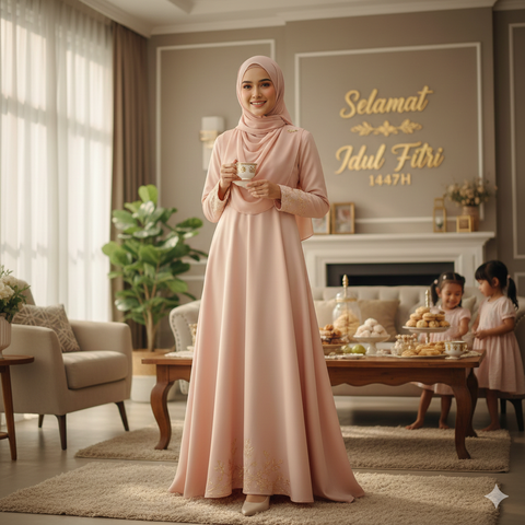 Gamis Warna Soft Pastel Peach