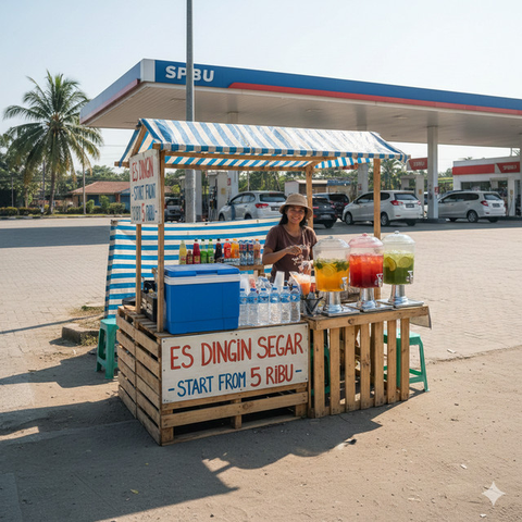Ide Usaha Modal Kecil di Dekat SPBU (Foto: Reve  Art AI)