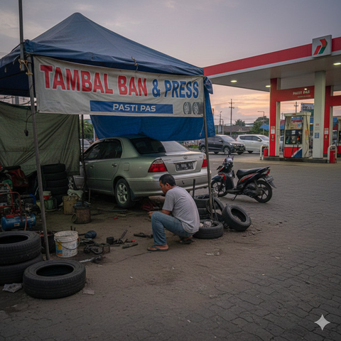 Ide Usaha Modal Kecil di Dekat SPBU (Foto: Reve  Art AI)