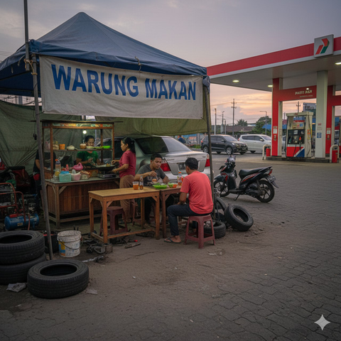 Ide Usaha Modal Kecil di Dekat SPBU (Foto: Reve  Art AI)