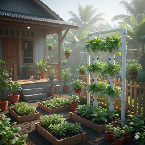 Model Kebun Sayur yang Bisa Tumpang Sari (created by AI)