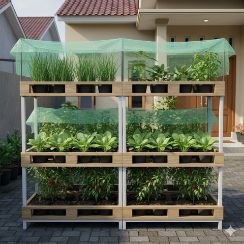 Model Kebun Sayur yang Bisa Tumpang Sari (created by AI)