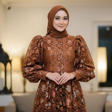 Gamis Batik Brokat Rich Rown (Image by Gemini AI)