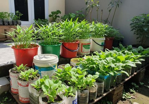 Desain Kebun Sayur Rumahan untuk Kangkung dan Bayam (Sumber: gemini.com)