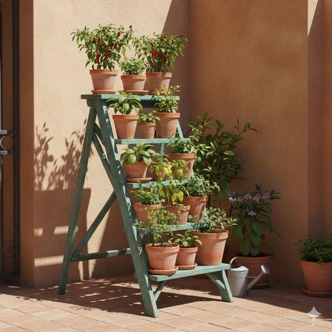 Menara Botol Plastik Bekas merupakan salah satu sistem kebun sayur bertingkat (Gemini AI)