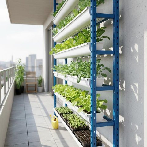 Menara Botol Plastik Bekas merupakan salah satu sistem kebun sayur bertingkat (Gemini AI)