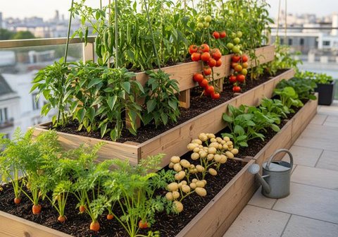 Model Kebun Sayur Dekat Teras Samping yang Sempit tapi Rapi, Inspirasi Hunian 2026 (Foto: Gemini AI)