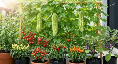 Model Kebun Sayur Dekat Teras Samping yang Sempit tapi Rapi, Inspirasi Hunian 2026 (Foto: Gemini AI)