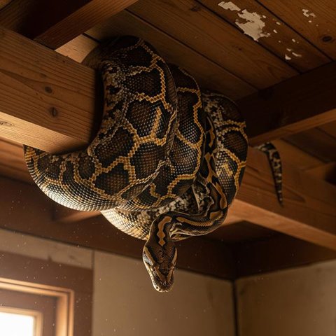 Ular Piton di Plafon Rumah