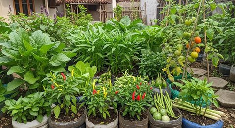 Ide Kebun Mini Rumah yang Menjaga Ketersediaan Sayur Selama Minggu Model Kebun di Balkon/ Ilustrasi AI