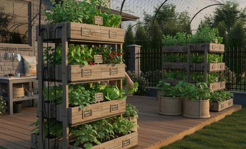 Ide Kebun Mini Rumah yang Menjaga Ketersediaan Sayur Selama Minggu Model Kebun di Balkon/ Ilustrasi AI