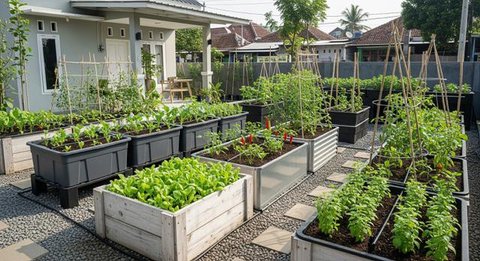 Ide Kebun Mini Rumah yang Menjaga Ketersediaan Sayur Selama Minggu Model Kebun di Balkon/ Ilustrasi AI