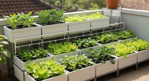 Ide Kebun Mini Rumah yang Menjaga Ketersediaan Sayur Selama Minggu Model Kebun di Balkon/ Ilustrasi AI