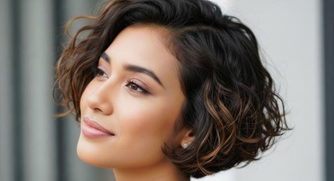 Model Rambut Wanita Pendek Curly/AI
