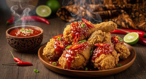 7 Resep Ayam Goreng Saus Pedas Manis, Renyah di Luar dan Juicy di Dalam (Fot: Gemini AI)