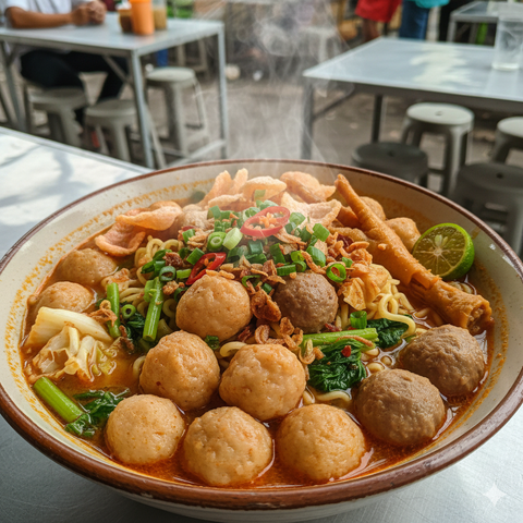 Ilustrasi Mie Bakso Aci