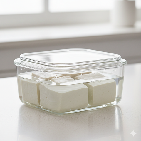 Menyimpan Tahu dengan Air Bersih dan Wadah Tertutup