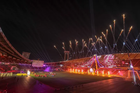 Suasana upacara Penutupan SEA Games 2025 di Stadion Rajamangala, Bangkok, Thailand, Sabtu (20/12/2025).