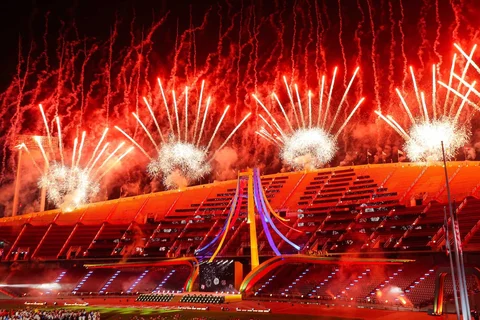 Suasana upacara Penutupan SEA Games 2025 di Stadion Rajamangala, Bangkok, Thailand, Sabtu (20/12/2025).