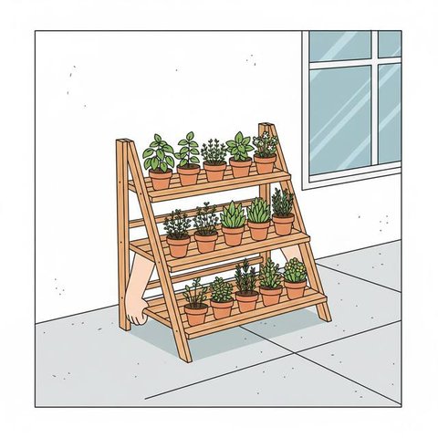 Sistem Grow Bags Ringan merupakan salah satu desain kebun sayur di rumah yang gampang dipindah-pindah (Gemini AI)