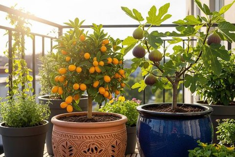 Ide Kebun Buah Mini dalam Pot untuk Halaman Kecil (AI)