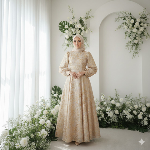 Model Dress Brokat Elegan yang Tren (created by AI)