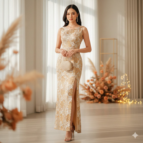 Model Dress Brokat Elegan yang Tren (created by AI)