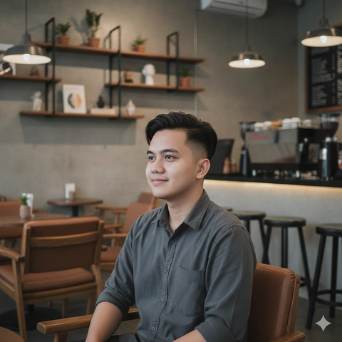 Model Rambut Pendek Pria Wajah Bulat (created by AI)