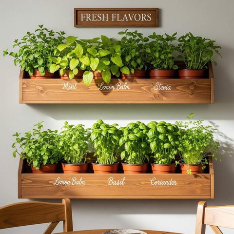 Kebun Sayur dan Herbal Pakai Rak Susun Dinding Rumah. Foto: Gemini