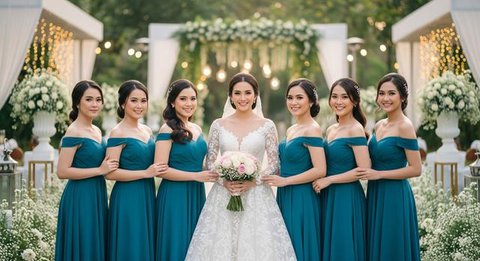 7 Model Baju Bridesmaid Emerald Blue, Tampilan Anggun dan Serasi di Hari Pernikahan (Foto: Gemini AI)