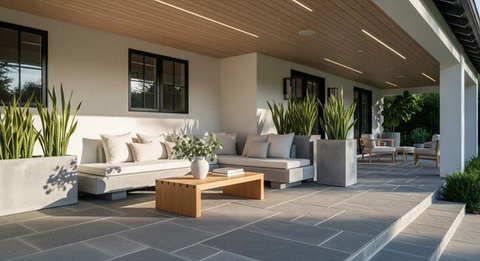 Model Teras Rumah Minimalis yang Nyaman untuk Aktivitas Keluarga (Image by Gemini AI)