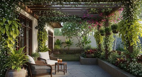 Model Teras Rumah Minimalis yang Nyaman untuk Aktivitas Keluarga (Image by Gemini AI)