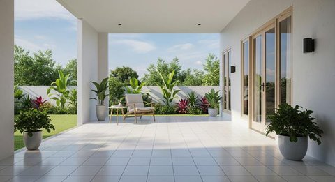 Model Teras Rumah Minimalis yang Nyaman untuk Aktivitas Keluarga (Image by Gemini AI)