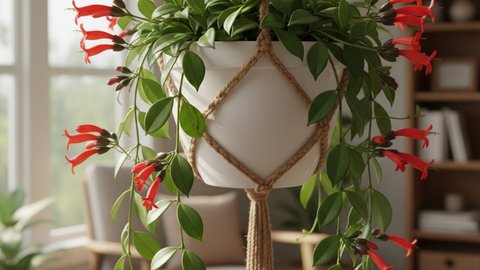 Ilustrasi Tanaman Lipstik (Aeschynanthus radicans)