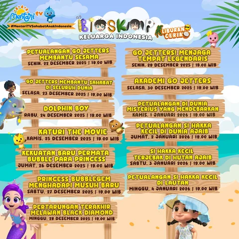 Mentari TV Temani Liburan Sekolah dengan Program Animasi Seru Hingga Awal 2026