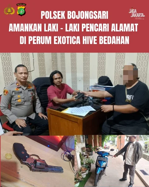 Polisi Tangkap Pria Pamer Diduga Senjata Api ke Security di Sawangan