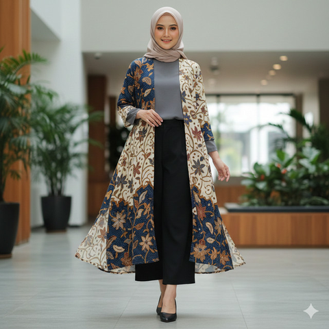 7 Model Atasan Batik Cardigan, Perpaduan Tradisional dan Modern yang Cocok untuk Berbagai Kesempatan (Foto: Gemini AI)