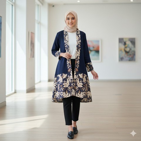 7 Model Atasan Batik Cardigan, Perpaduan Tradisional dan Modern yang Cocok untuk Berbagai Kesempatan (Foto: Gemini AI)