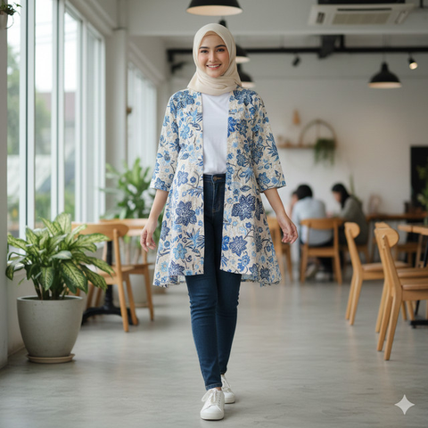 7 Model Atasan Batik Cardigan, Perpaduan Tradisional dan Modern yang Cocok untuk Berbagai Kesempatan (Foto: Gemini AI)