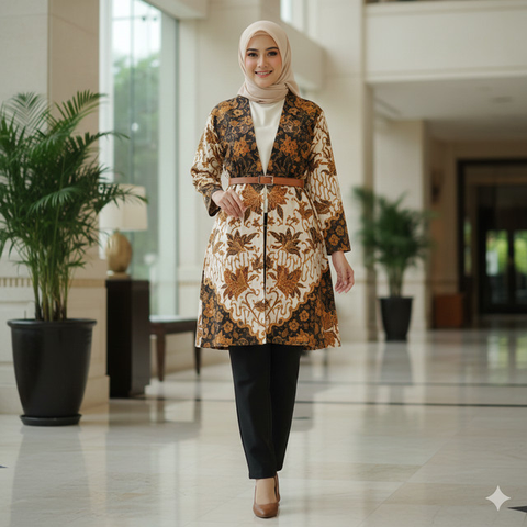7 Model Atasan Batik Cardigan, Perpaduan Tradisional dan Modern yang Cocok untuk Berbagai Kesempatan (Foto: Gemini AI)